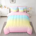 thumbnail image 2 of Manfei Gradient Rainbow 7 Pieces Bedding Comforter Set for Teens Girls Children,Dreamy Princess Full Bedding Set Lightweight,Abstract Ombre Watercolor Fitted Sheet Flat Sheet, 2 of 8