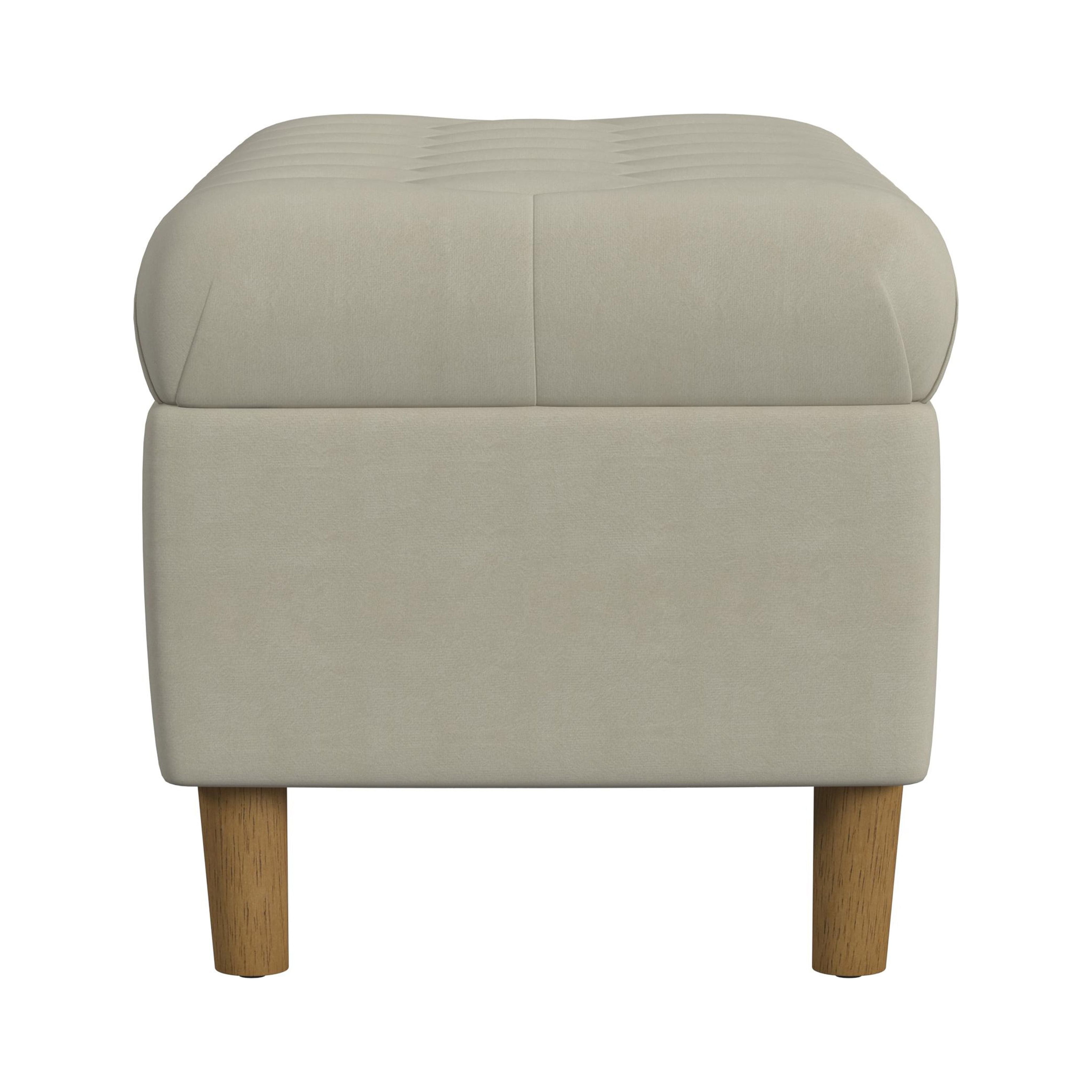 HomePop Button Tufted Storage Bench, 40"W x 18"D x 18"H, Fawn Velvet