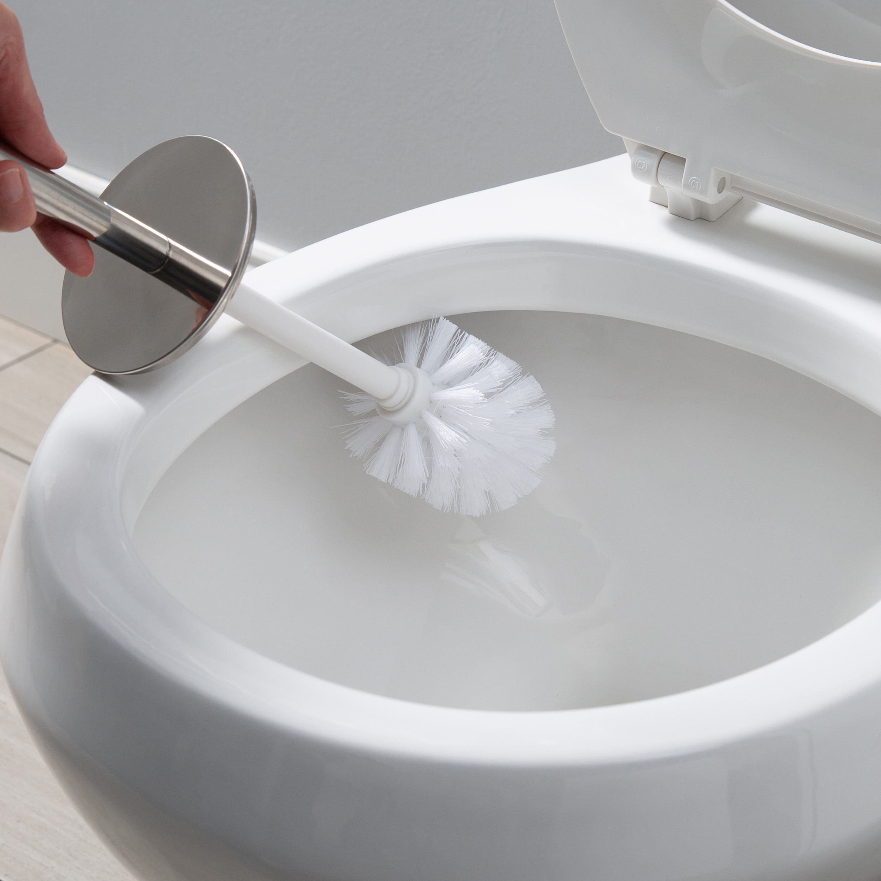 Bath Bliss 2 Pack Stainless Steel Toilet Brush and Holder in Two Tone