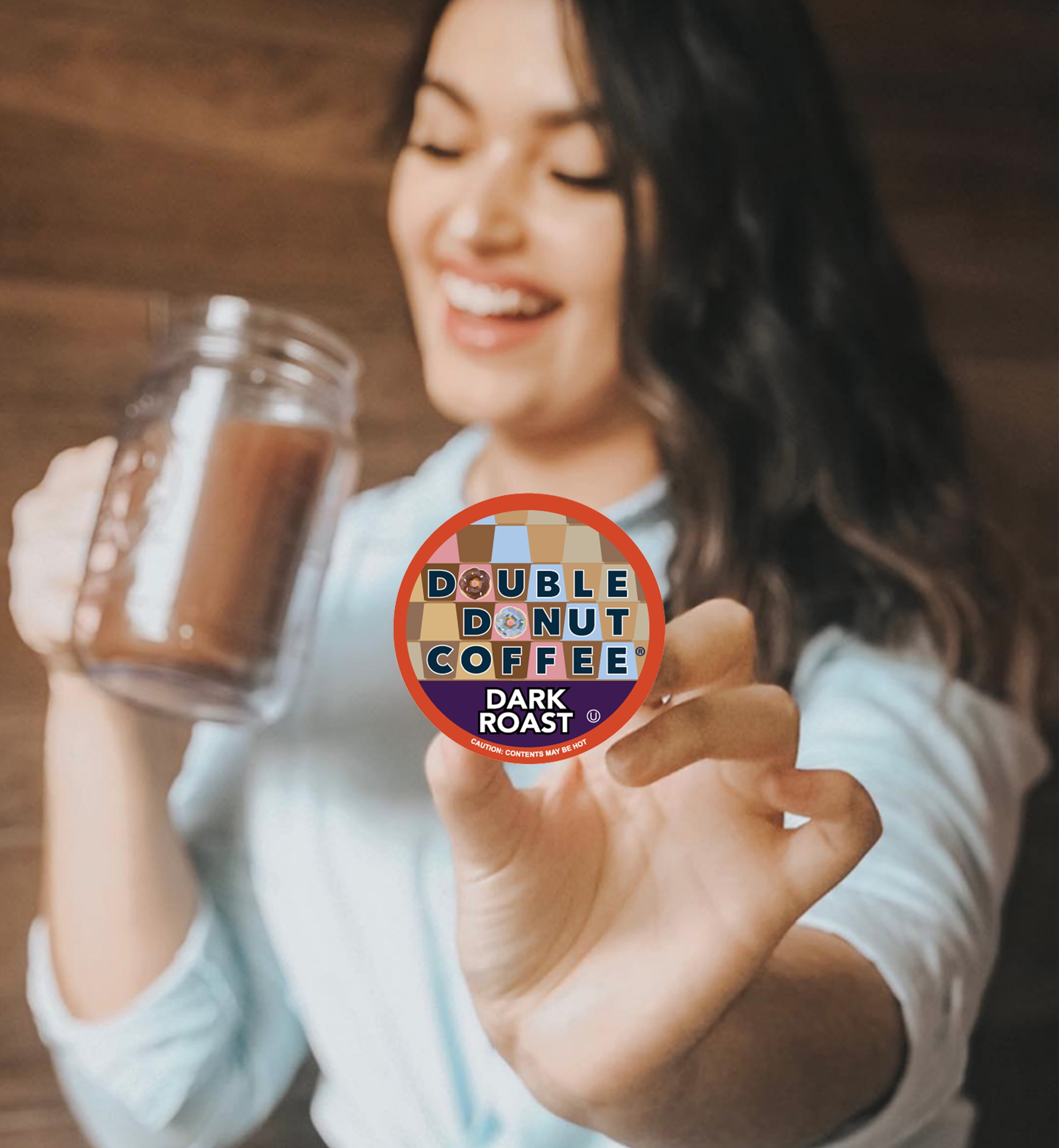 Double Donut Dark Roast Coffee Pods, Extra Bold Blend Coffee, Single Serve Coffee For Keurig K Cups Machines, Dark Roast Coffee in Recyclable Pods, 80 Count