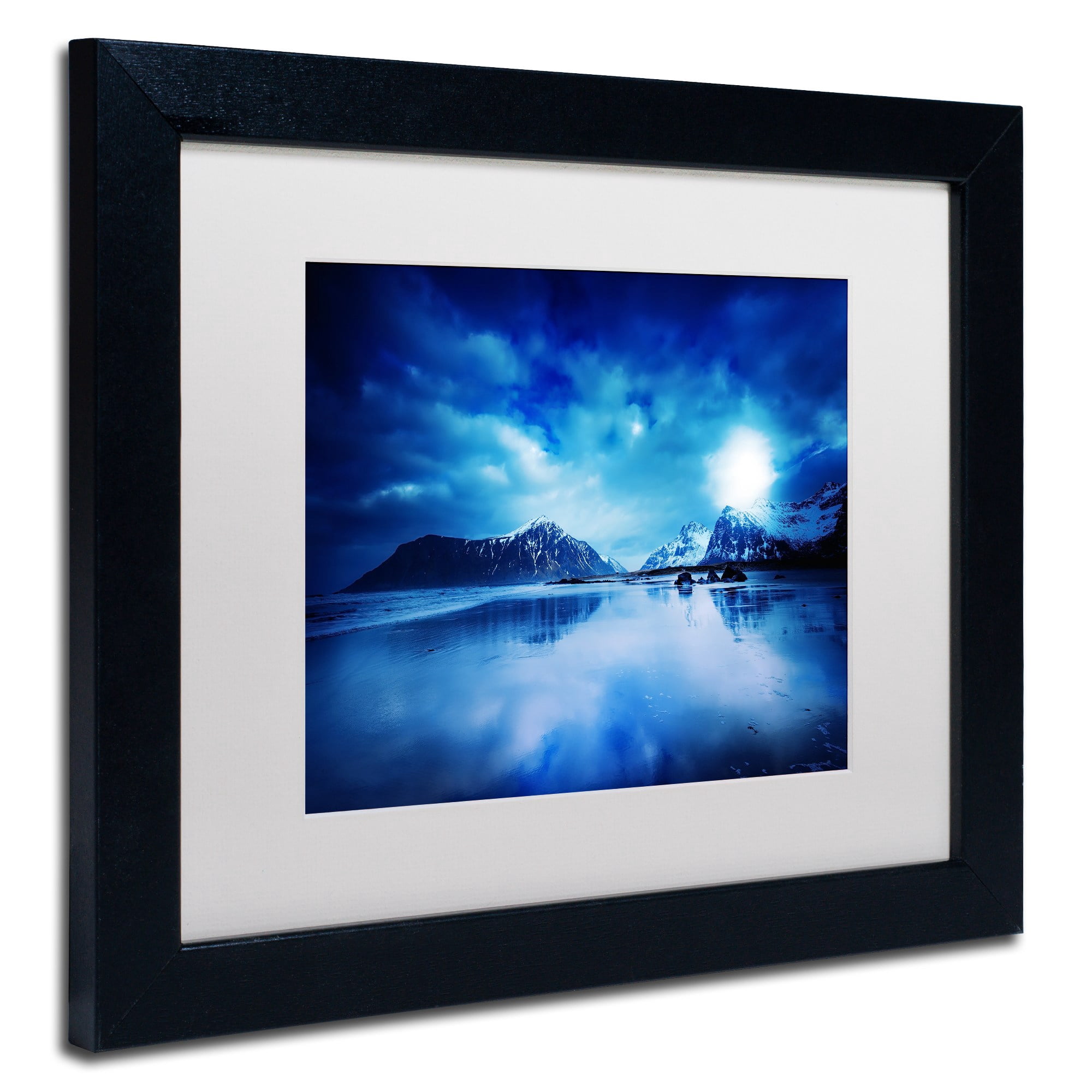 Trademark Fine Art "Lofoten Blues" Canvas Art by Philippe Sainte-Laudy, White Matte, Black Frame