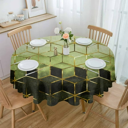 

Geometric Abstract Art Green Marble Round Waterproof Tablecloth Home Decorative Table Cover Party Wedding Dining Table Cloth