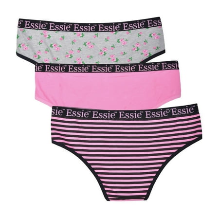 

essie Women s Cheeky Racer Panties Cotton/Spandex Blend 3-Pack