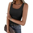 thumbnail image 3 of Womens Sleeveless Scoop Neck Tank Top Ribbed Fitted Summer Basic Slim Cute Tops Black XL, 3 of 9