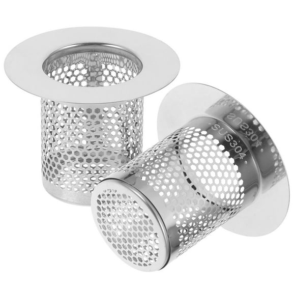 HOMEMAXS 2 Pcs Sink Tub Stainless Steel Floor Drain 6.50X6.50X5.00CM Silver