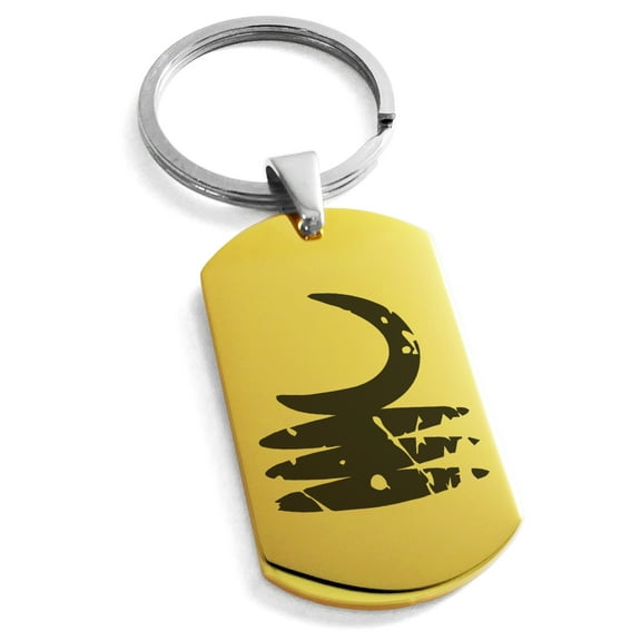 Stainless Steel Ancient Tribal Vigilance Rune Engraved Dog Tag Keychain Keyring