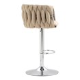 thumbnail image 4 of IVV 360° Swivel Barstools Set of 2, Adjustable Counter Height Bar Stools with Woven Backs and Stable Silver Base, Fabric Kitchen Stools for Island, Yellow, 4 of 8