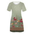 thumbnail image 3 of Wycnly Dresses for Women Fashion Plus Size Swing Tunic Tshirt Short Dresses Round Neck Short Sleeve Floral Print Summer Mini Formal Dress Green XXXXL, 3 of 4