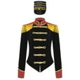 thumbnail image 3 of TiaoBug Women Circus Showman Costume Soft Velvet Long Sleeve Jacket Coat with Hat Black S, 3 of 7