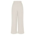 thumbnail image 5 of Lenpel Wide Leg Pants for Woman Elastic High Waisted Baggy Cotton Linen Pants Palazzo Casual Trousers with Pockets, 5 of 7