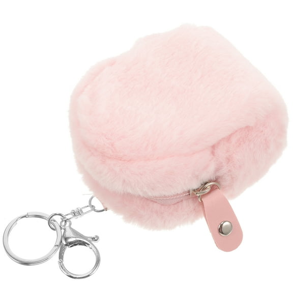 Small Bag Cute Plush Fluffy Mini Backpack Keychain Purse Pink