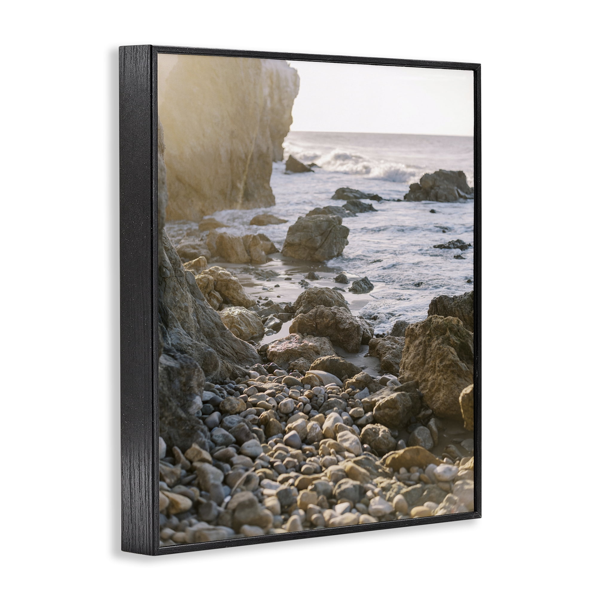 Stupell Industries Rocky Coast Waves Landscape Photography Black Framed Art Print Wall Art, 11 x 14