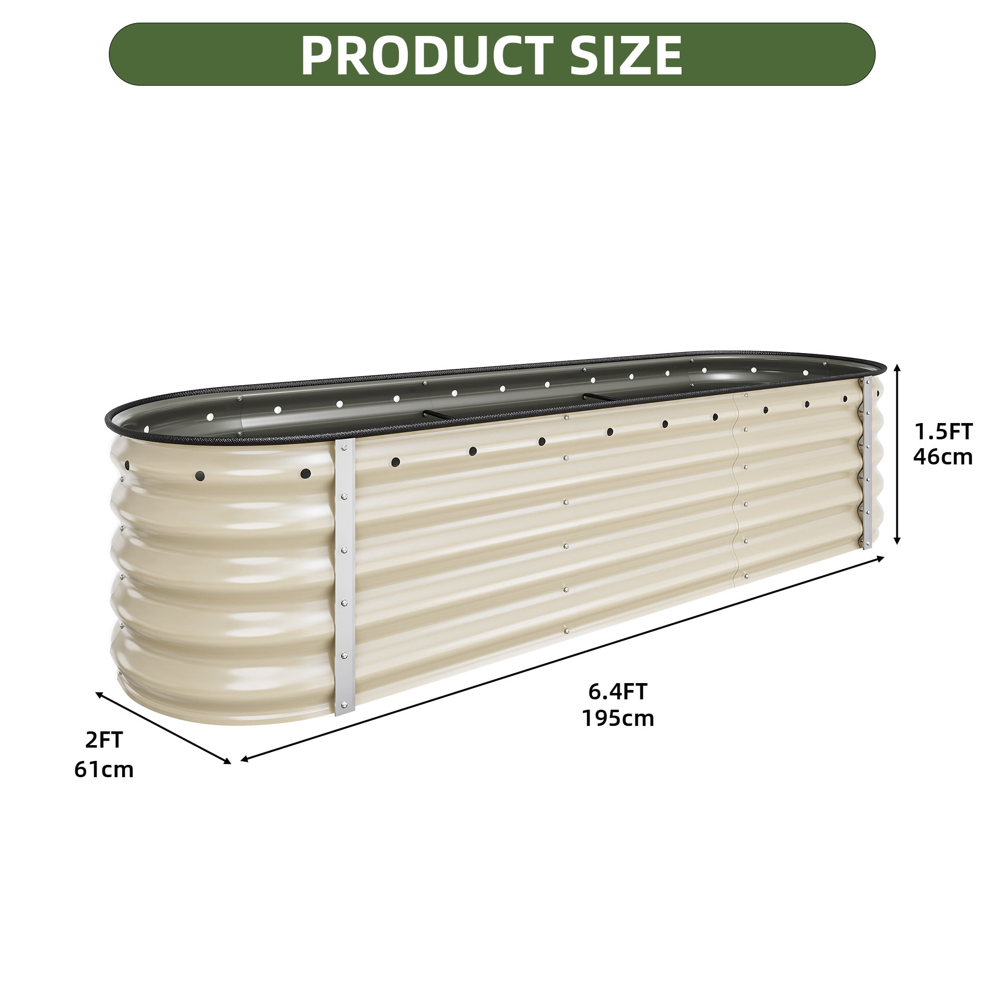 Uforic 6.2ft x 2ft Outdoor Raised Garden Bed Kits,6 in 1 Large Galvanized Metal Patio Planter Box with Safety Rubber & Gloves, for Vegetables Flowers,White