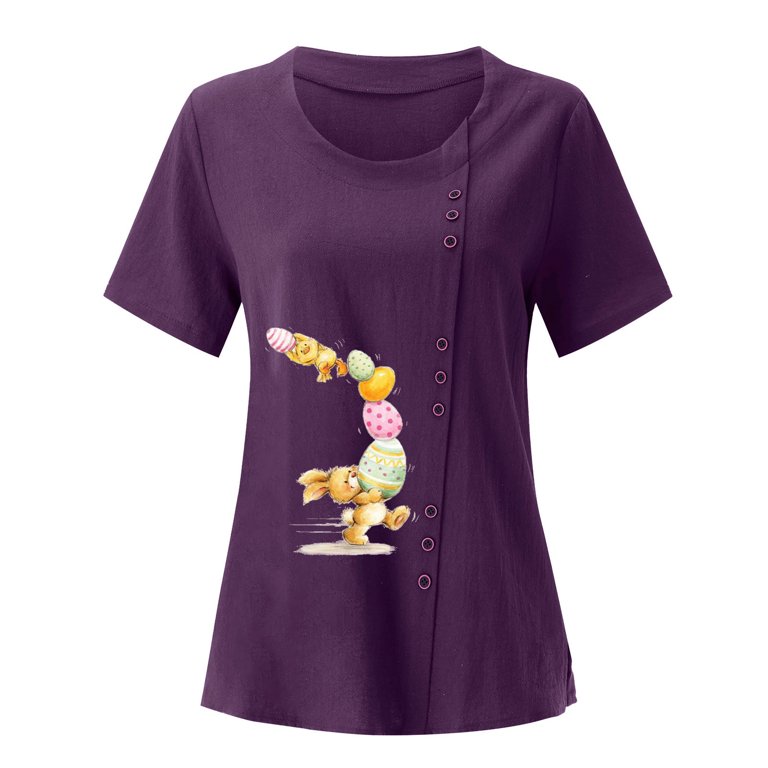 NKOOGH Vintage Shirts Purple Turtle Neck T Shirts for Women 2023 Full Body  Printed T Shirt Women's Tops Daily Short Sleeved T Shirt Full Body Printed  Short Sleeved Tops L 