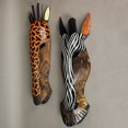 thumbnail image 3 of Zebra And Giraffe Jungle Carved Wooden Mask Wall Hangings 19 Inch, 3 of 5