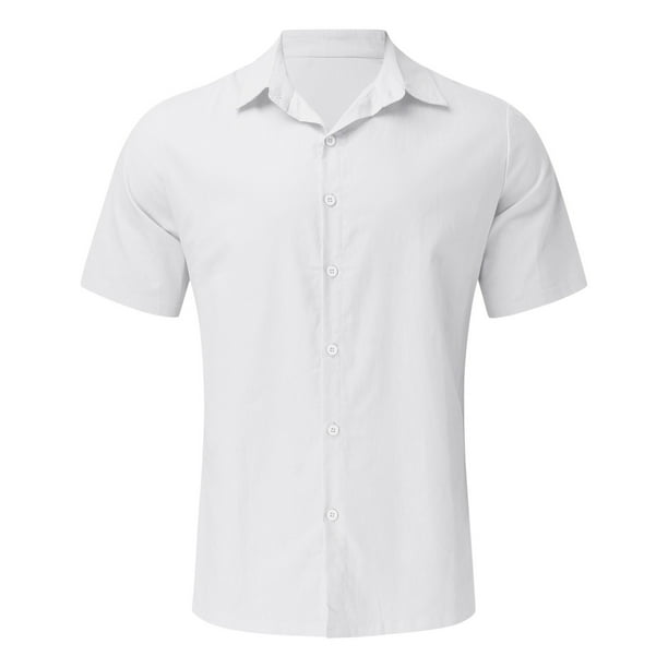 HAXMNOU Mens Short Sleeve Dress Shirts Free Solid Casual