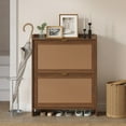 thumbnail image 7 of Erinnyees 39.3"H Shoe Storage Cabinet, Farmhouse Ratten Shoe Cabinet Holder, Freestanding Shoe Organizer, Narrow Shoe Rack for Entryway, Hallway, Walnut, 7 of 7