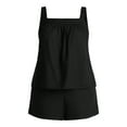 thumbnail image 5 of Time and Tru Women's Linen Blend Tank Top and Shorts Set, 2-Piece, Sizes XS-4X, 5 of 5