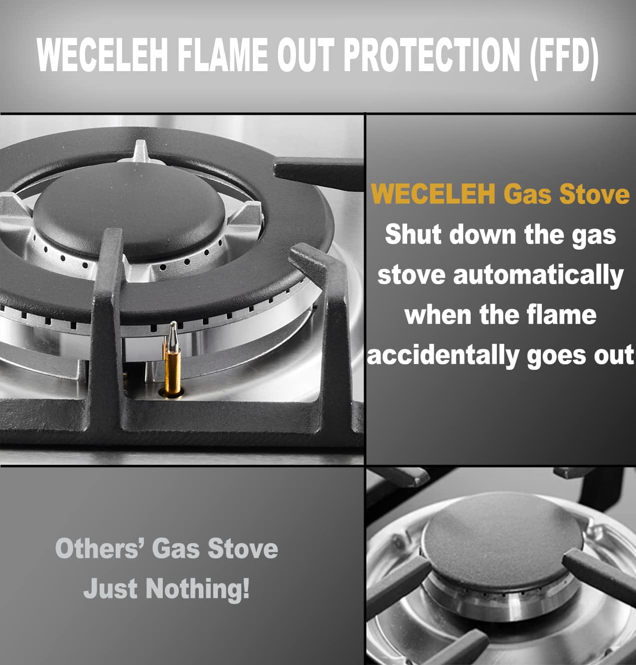 Gas Cooktop 30 inch, Dual Fuel 5 Burners Gas Cooktop, Drop In Gas Stove, 120V