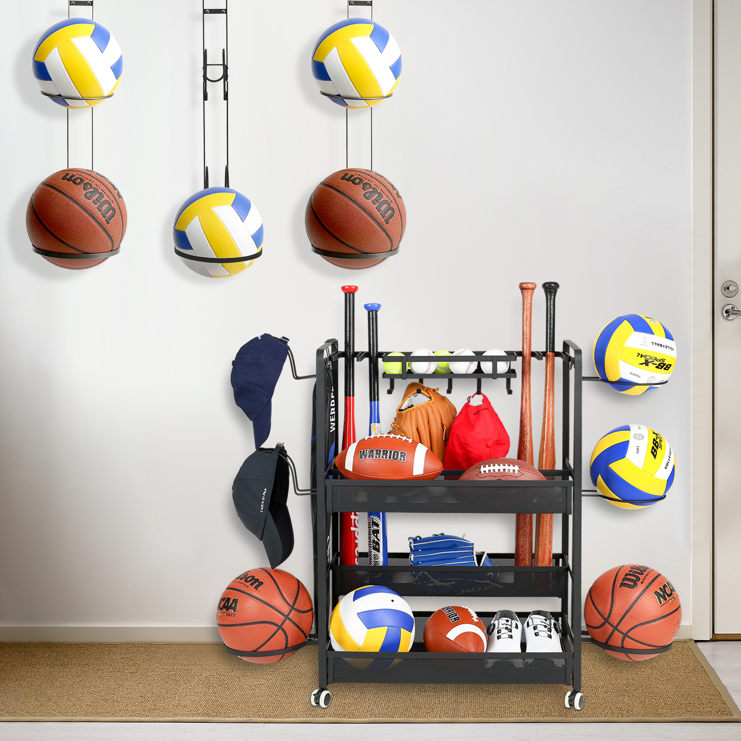 Over The Door Sports Equipment Organizer Holds Soccer Basketball Football  Volleyball And Swimming Gear Garage Storage Solution - Sports & Outdoors -  Temu Belgium
