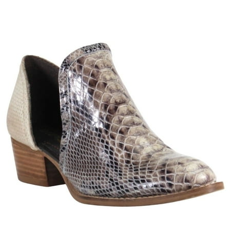 

Diba True Womens Shy Town Snake Round Toe Boots Ankle Low Heel 1-2