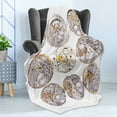 thumbnail image 4 of Clock Soft Flannel Fleece Throw Blanket, Repair of Watches Theme Design Technical Theme Clockwork Retro Theme Horizontal, Cozy Plush for Indoor and Outdoor Use, 50" x 60", Grey Yellow, by Ambesonne, 4 of 5