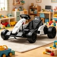 thumbnail image 4 of 24V Electric Go-Kart Dual 150W Motors Adjustable Seat 11.2MPH High Speed Slow Start 5-Point Harness, White, 4 of 7