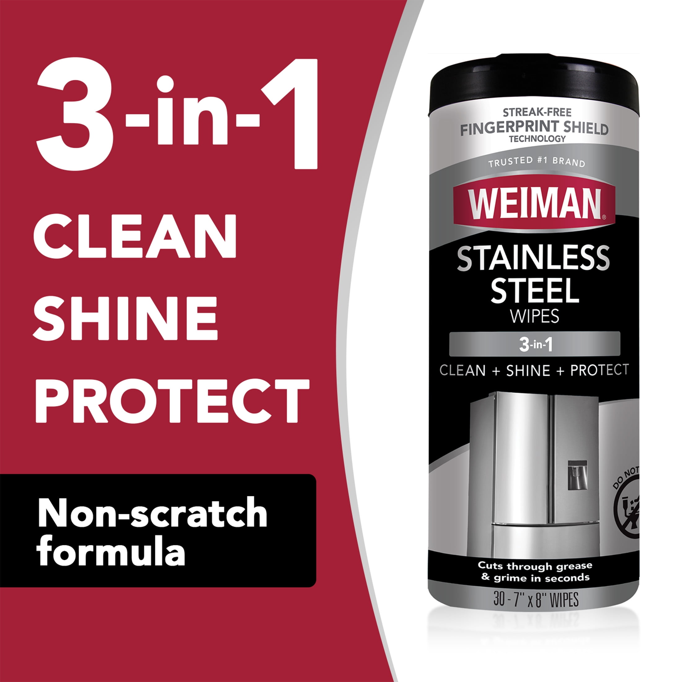 (2 pack) Weiman Stainless Steel Appliance Cleaning Wipes,  Streak-Free Shine, 30 Count