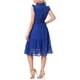 thumbnail image 3 of Vestido de gasa sin mangas para mujer con cintura fruncida y estrellas metálicas doradas, vestido de fiesta azul real talla L, 3 of 6