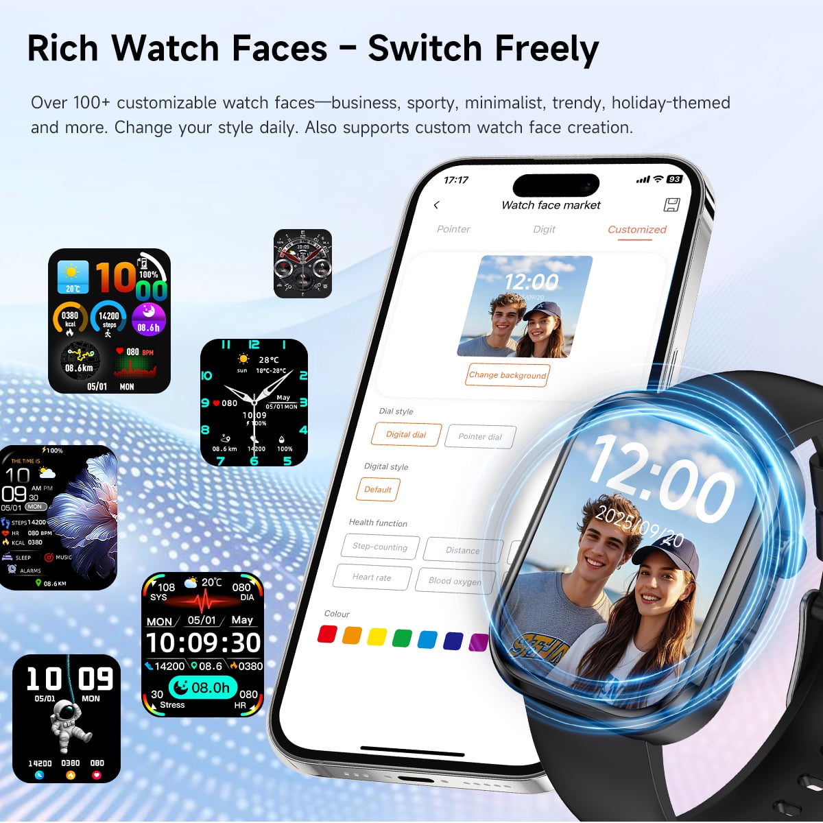 Smart Watches for Men Women, 1.83" HD Touchscreen Fitness Tracker with Bluetooth Calls, IP68 Waterproof, 120+ Sport Modes, smartwatch for iPhone Android iOS