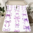 thumbnail image 2 of Feelyou Teens Princess Bow-tie Full Size Sheets, Purple Cartoon Ribbon Bed Sheets, Fairy Tale Sheet Sets, Microfiber Bedroom Decor, 4 Pieces, 2 of 7