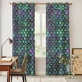 thumbnail image 4 of Coastal Teal Green Kitchen Curtains 84 Inch Length, Modern Ocean Mermaid Scales Grommet Top Bedroom Living Room Curtains, Light Filtering Cafe Curtain Drapes 2 Panels Set 84''x84'', 4 of 9
