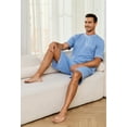 thumbnail image 4 of Vulcanodon Mens Short Pajama Set,Lightweight Sleepwear Soft Nightwear Short Sleeve Set With Pocket,(Grey Blue,2XL), 4 of 5