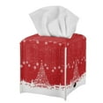 thumbnail image 7 of ZIABUTLE Christmas Tree Tissue Boxes Covers Square Snowflakes Leather Tissue Holders for Decoration Lightweight Tissue Box Cover Case Easy to Clean Paper Towel Box Cover, 7 of 7