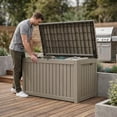thumbnail image 3 of fazzn 230 Gallon Resin Deck Box Outdoor Indoor Waterproof Storage Box for Patio Furniture Pool Accessories Storage for Cushion Garden Tools (Brown), 3 of 5
