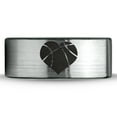 thumbnail image 2 of Tungsten Heart Shaped Basketball Ball Band Ring 8mm Men Women Comfort Fit Brushed Gray Flat Cut Black Polished, 2 of 4