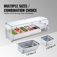 thumbnail image 3 of VEVOR Cooling Topping Bar, 140W Counter Model with 3 Large & 4 Small Containers, Durable 304 Stainless Frame & Clear PC Cover, Ideal for Sandwich Toppings, Certified by ETL, 3 of 9