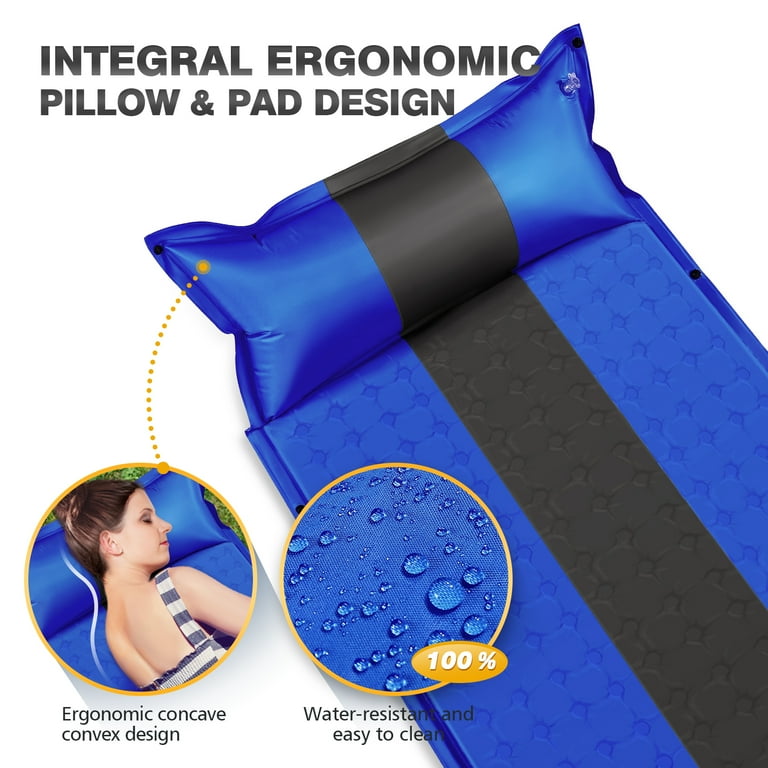 MOVTOTOP Memory Inflatable Sleeping Pad Memory Camping Padding Cushion for Hiking Camping Climbing 196x68x4cm Dark Blue Walmart