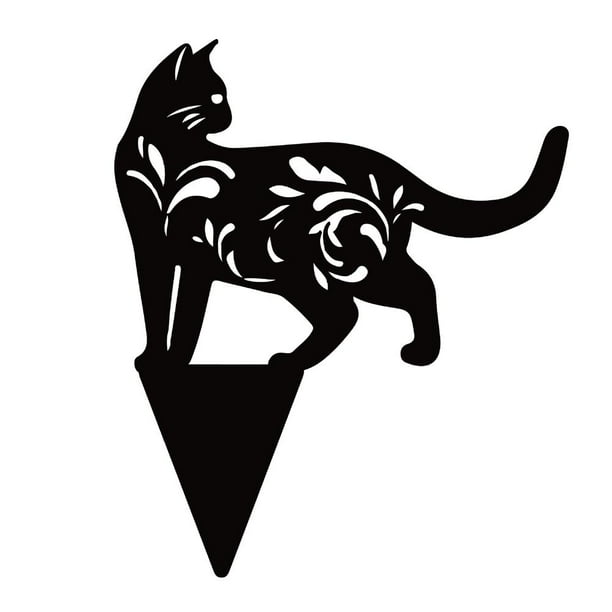 Jardín Decorativas Para Gatos, Estaca De Silueta De Gato Negro, Adornos De Jardín Llamativos Impermeables Cateissary HA039897-03