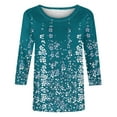 thumbnail image 4 of Xihbxyly Blouses pour Femmes Manches 3/4 Mode Féminine Col Rond Rétro Imprimé de Pâques Hauts Amples Blouse Offres du Jour, 4 of 4