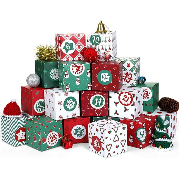 24Pcs Boxes with 124 Countdown Stickers Chocolate Boxes Candy Boxes