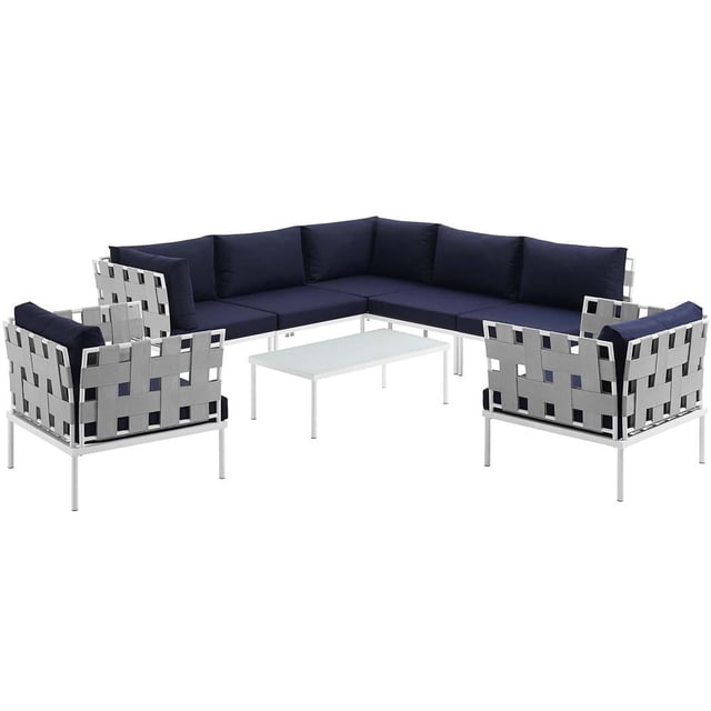 Modway Harmony Sectionnel de Mobilier de Patio Extérieur en Aluminium, 8 Pcs