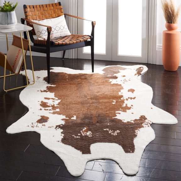Safavieh Faux Cow Hide Dahila Novelty Area Rug, Ivory/Dark Brown, 3' x 5'