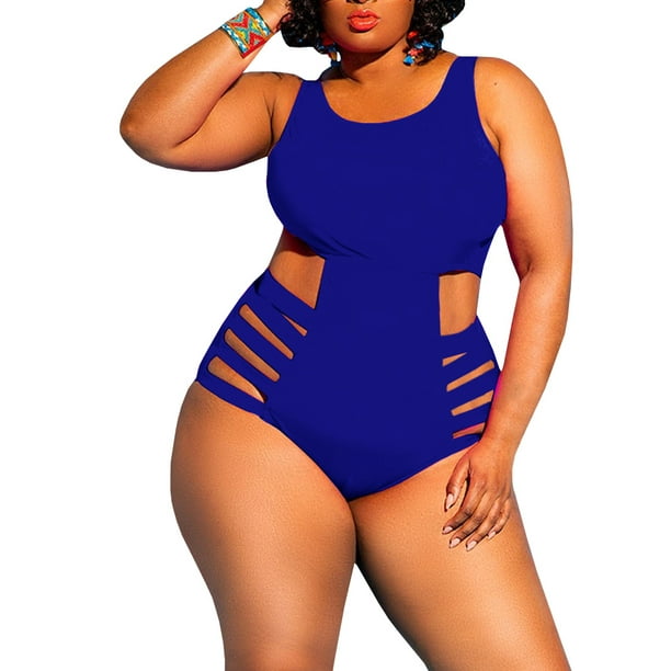 nudler Plakater reference Plus Size Hollow-up Women Slim One Piece Swimsuit - Walmart.com