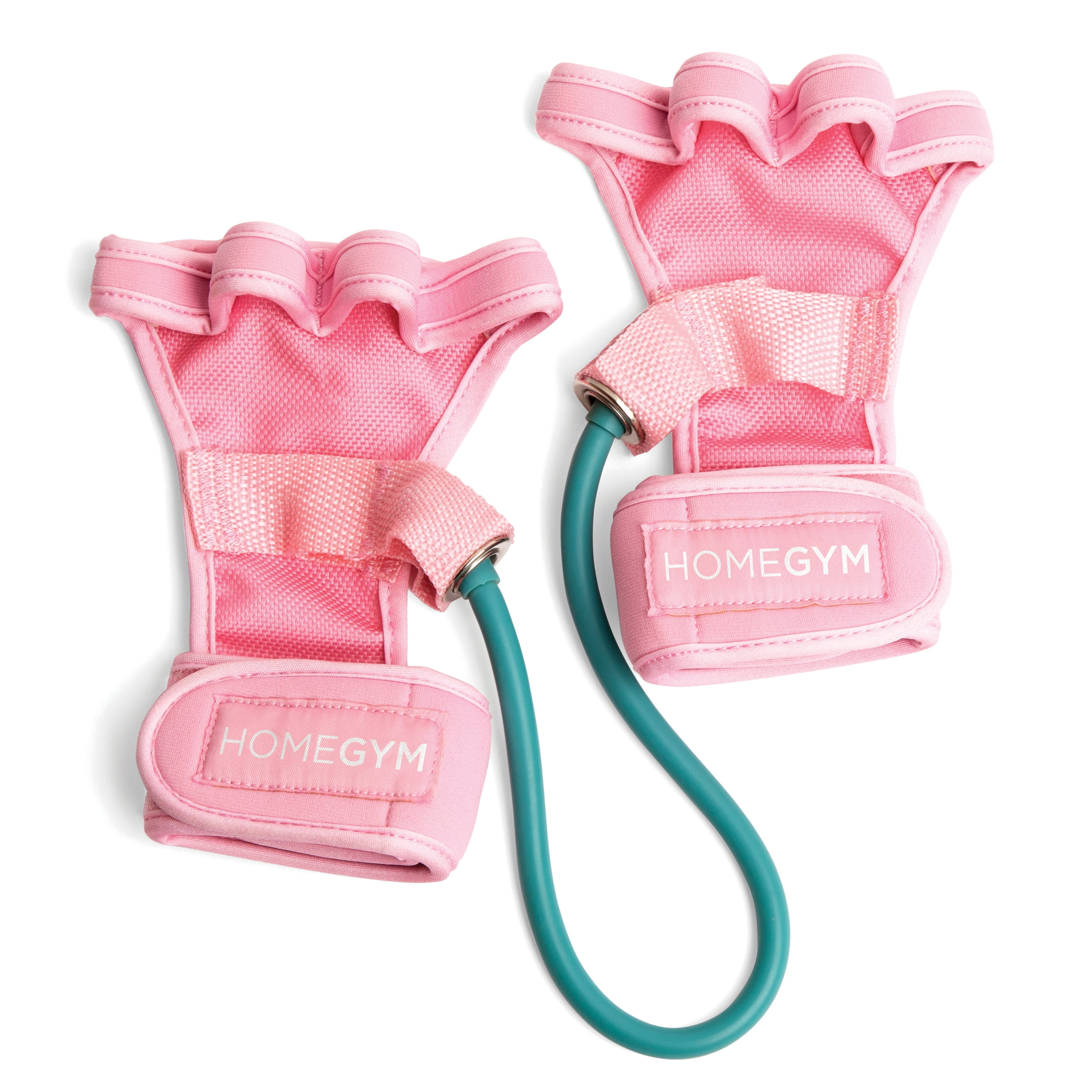 HomeGym Exercise Gloves with Adjustable Strap and Finger Loops, Pink Teal, One-Size