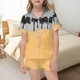 thumbnail image 2 of LIIPEE Girls Outfits Summer Comfort Graphic Waffle Ice Cream Printed Short Sleeve Turndown Collar Button Shirt Shorts 2 Piece Pajamas Set Toddler Leisure Outfits,Black,2-3 Years, 2 of 4