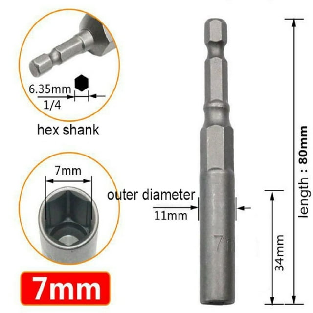 Lefu 1PCS 80mm Longueur 1/4" Hexagonale Écrou à Percussion Mèches