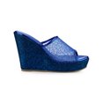thumbnail image 3 of BLISSFUL STEP Sandales pour Femmes à Plateforme Compensée à Paillettes Sandales à Enfiler Bleu 7, 3 of 7