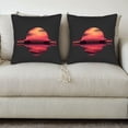 thumbnail image 3 of Set of 2 18x18in Throw Pillow Covers - Futuristic Train Design Vibrant Sunset Colors Perfect for Couch Bed or Car Decor, 3 of 8