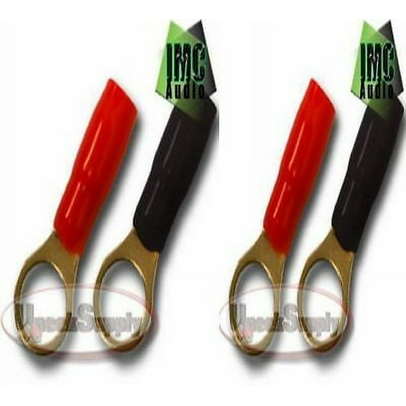 4 - 8 Gauge Wire Cable Ring Terminal Connectors Red and Black 2 Red 2 Black